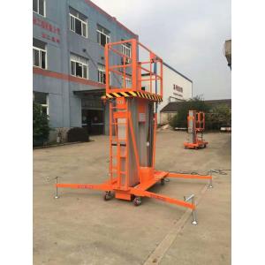 China 8m Double Mast Mobile Hydraulic Work Platform Lift Extensible Boom Platforms Orange supplier