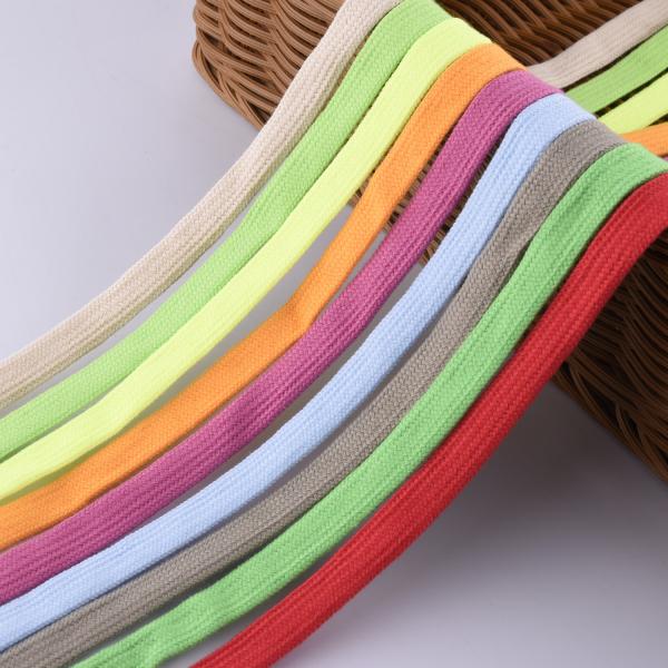 China Cordon en coton tressé plat de 12 mm ISO14001 Cordon en macramé coloré supplier
