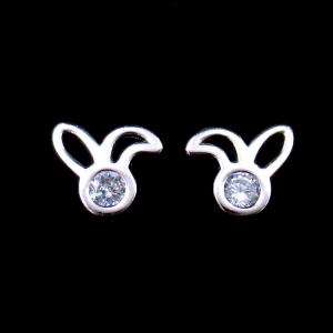 China Cute Animal Rabbit Earrings CZ Stone Simple Accessory 925 Silver Jewellery supplier