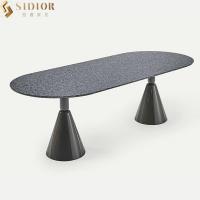 240cm Luxury Faux Marble Dining Table European Style Metal Base Dining Tables
