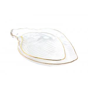 Gold Rim Sea Snail Crystal Lead Free Glass Tray Plate Ocean Series