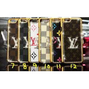 Bling LV leather PC hard Diamond Case For iPhone 4 5s 6s plus SAMSUNG galaxy S6 S7 NOTE 3