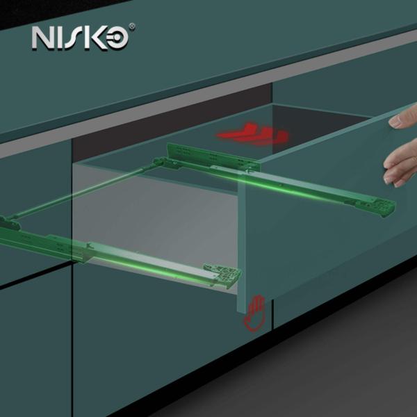 Telescopic Concealed Drawer Runner Slide Push Open Zinc Plating