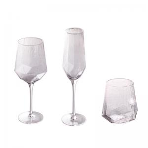 Clear Crystal Wine Glasses Diamond Shaped Lead Free Goblet OEM Service