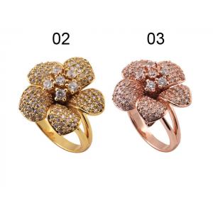 China 925 Serling Silver Flower Ring With Platinum / Gold / Rose Gold Plated At Factory Price supplier