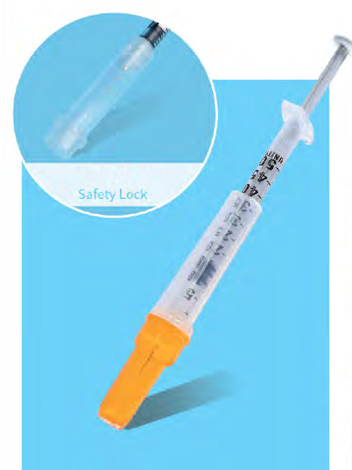 China Seringue jetable de sécurité de seringue à insuline avec l'aiguille rétractable U-40 U-100 0.3ml 0.5ml 1ml supplier