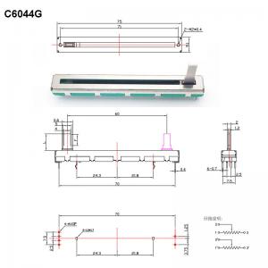 C6044G Dual Potentiometer Carbon Film Slide Potentiometer 60mm Travel 5K 10K Linear Stereo Potentiometer