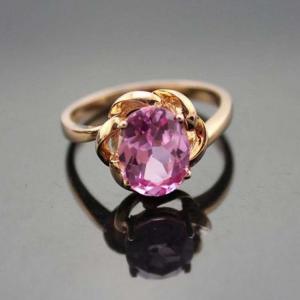 China 18k Rose Gold Plated Sterling Silver Engagement Ring with Pink Cubic Zirconia(F66) supplier