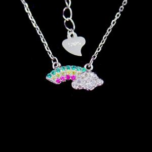 China Cute Rainbow Shape Silver Cubic Zirconia Necklace 925 Jewelry For Baby supplier