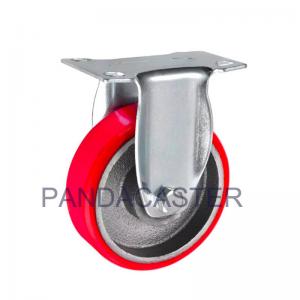 Durable Red 4 Inch Polyurethane Wheels , Medium Duty Rigid Caster Wheels