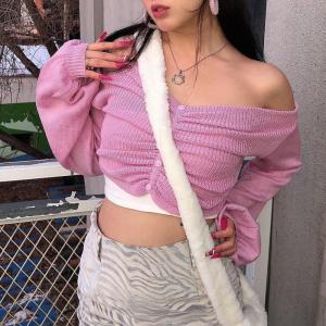 Autumn Long Sleeve Knitted Crop Top Sweater