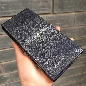 China Unisex Authentic Real Stingray Skin Women Men Long Wallet Female Male Clutch Purse Genuine Leather Large Card Holder supplier