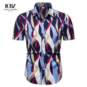 China Men's Beach Aloha Hawaiian Shirt Summer Wear Casual Digital Print Button Up Short Sleeve supplier