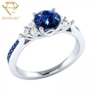 China Diamond Sapphire Engagement Rings Environmental Copper wholesale