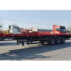 60 Tons Flatbed Truck Semi Trailer 20 / 40 FT Container Shipping 3Axles