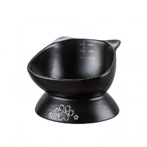 Cat Dog Raised Ceramic Pet Bowl Anti Tipping Elevated Black Color