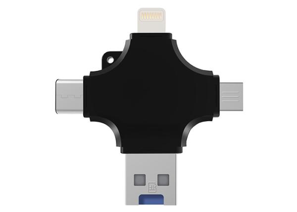 MFI Iphone 4 In 1 Flash Drive , Lightning Port , Android MicroUSB Port , Type-c Port , USB2.0 Port , ABS shell