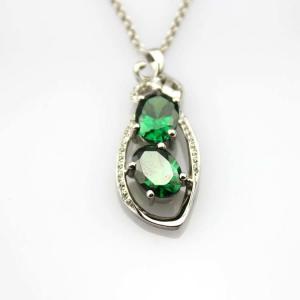 China Sterling Silver Jewelry 6x8mm Green Cubic Zircon Pendant(PSJ0381) supplier