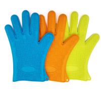 China Colorful Heat Resistant Oven Gloves With Fingers / Ageing Resistant Silicone Rubber Oven Gloves on sale