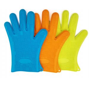 China Colorful Heat Resistant Oven Gloves With Fingers / Ageing Resistant Silicone Rubber Oven Gloves supplier