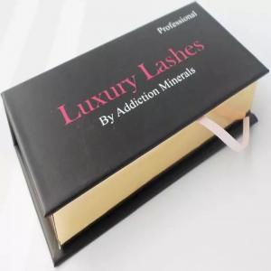 China luxury eyelash box black gold lash packaging box custom eyelash magnet paper box supplier