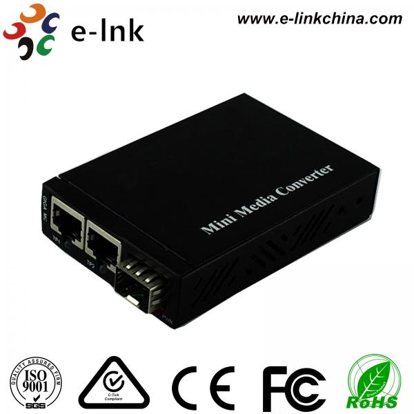 Mini 2x SFP Slot Gigabit Fiber Ethernet Media Converter 10/100/1000Base-T RJ45