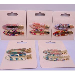 China Summer Seamless Acrylic Resin Hair Clips , Transparent Duck Bill Clips For Hair supplier
