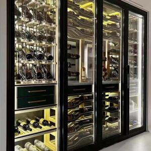 China Black Metal Wine Cabinet Floor Standing Embedded Wine Locker supplier