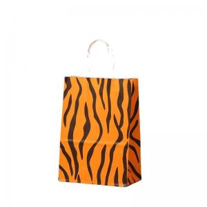 China Custom Color Leopard Print Kraft Paper Striped Cartoon Party Reception Paper Gift Bag supplier