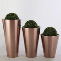 China Cone 400mm Stainless Steel Flower Pots Personalised Metal Large Plant Pots on sale