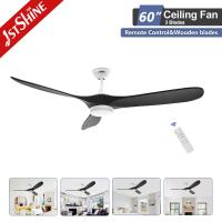 China Dimmable Led Ceiling Fan With Led Light Black Solid Wood Blade Dc Motor on sale