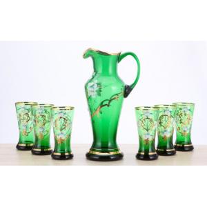 Green Water Jug Glass Set Custom 2.2L Elegant Glass Water Pitcher