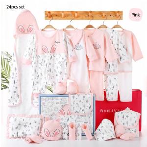 Wholesale newborn babies gift box pure cotton clothing 24pcs Layette sets casual baby clothes set for four seasons