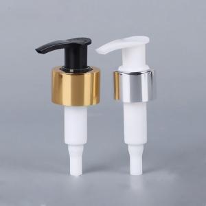 China 24/410 24mm Lotion Dispenser Pump Gold And Silver Aluminum Shampoo Shower Gel Soap Pump supplier