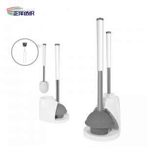 China 12 Bathtub Long Handle Cleaning Brush TPR Silicone Material Toilet Brush With Plunger And Holder Combo supplier