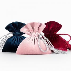 Pink Velour Fabric Drawstring Gift Bags For Candy 9x12cm