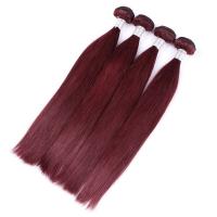 China 99j Burgundy Straight Brazilian Hair Peruvian Human Hair Weave Popular Sell Double Weft on sale