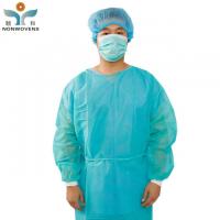 China Disposable protective green isolation gown SMS PP material 20-50gsm knitted cuff on sale