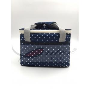 China White Dots Soft Sided Insulated Cooler Bag / Insulated Neoprene Lunch Bag For Adults supplier