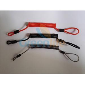 China Flexible plastic customized size coil tether w/mini loop on two ends simple tool wire lanyards supplier