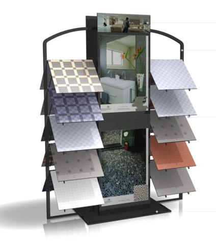 Simple retail two sided flooring display racks with printing, PVC foam for holds ceramics