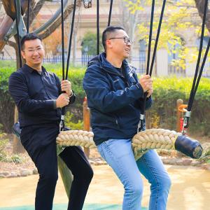 China Khaki Walking Playground Rope Bridge 2.5mX120mm For Amusement Park supplier