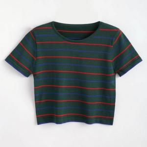 China Custom Logo Stripe Cotton T Shirt Printing for Women supplier