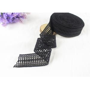 China Black Polyester Water Soluble Lace Ribbon Border With Symmetric Geometric Figure supplier