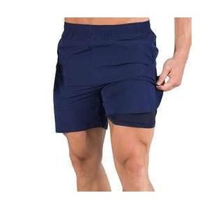                  Wholesale Customized Logo Double Layer Men Shorts Quick Dry Breathable Polyester Pockets Running Shorts for Men             