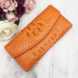 China Authentic True Crocodile Skin Women's Long Chic Wallet Female Card Holders Exotic Real Alligator Leather Lady Clutch supplier