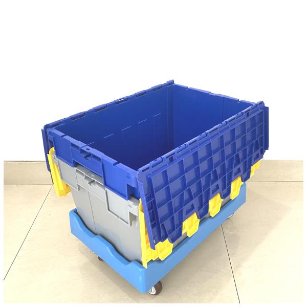 China Stackable Heavy Duty Plastic Moving Crate With Lid wholesale
