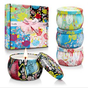 China Custom Retro Patterns Travel Metal Jar Scented Candle Tin Candle Gift Sets supplier