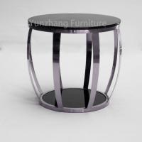 China Arc Round Sofa Table Silver Frame With Double Tempered Glass on sale