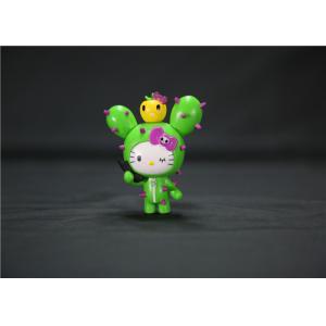 Cute Custom Plastic Toys , Hello Kitty Cake Topper Figurine White / Green / Red Color